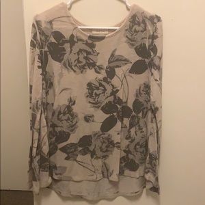 Beige floral long sleeve shirt